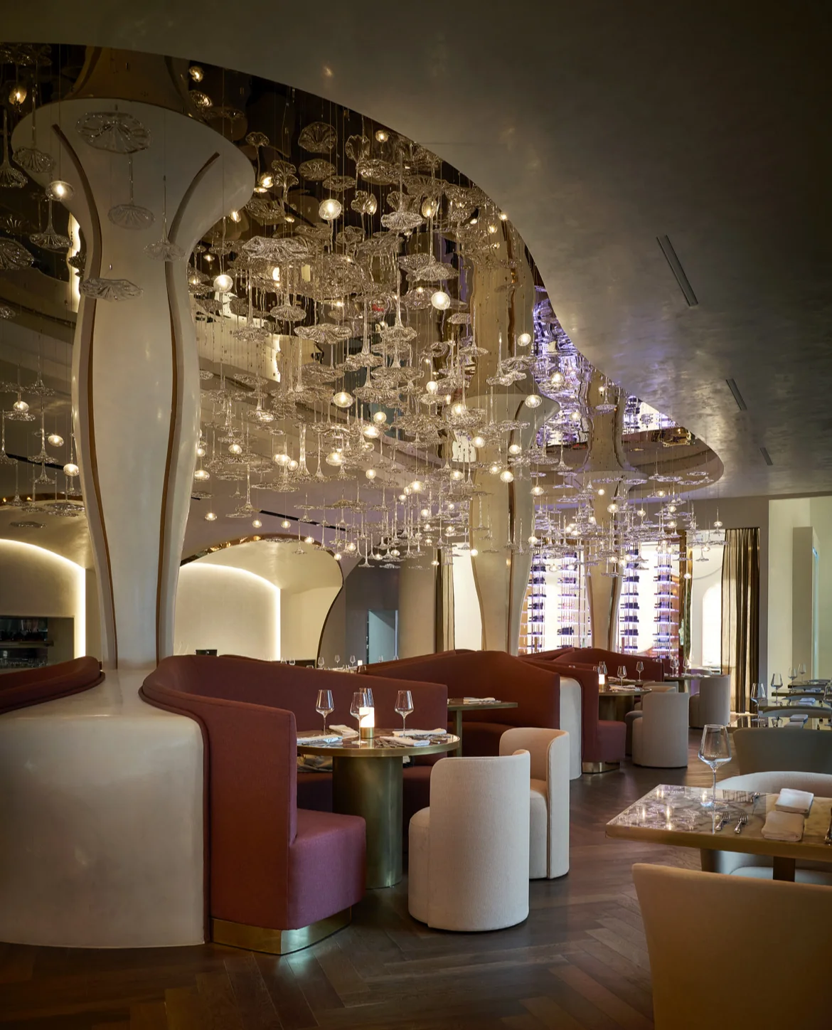 Sculptural dining room interior