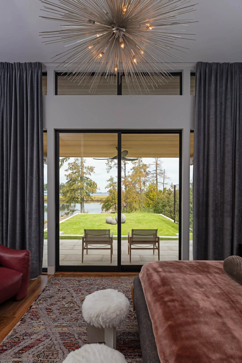FIG. 13 — BEDROOM VIEW + CHANDELIER